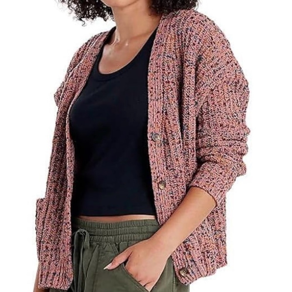 Beautiful Confetti Pink Knit Button Down Long Sleeve Cardigan🩷